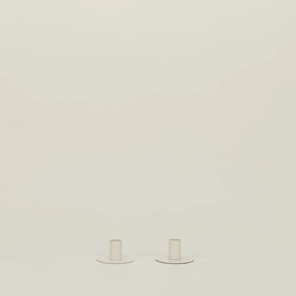 Essential Metal Candle Holders, Set of 2 - Ivory