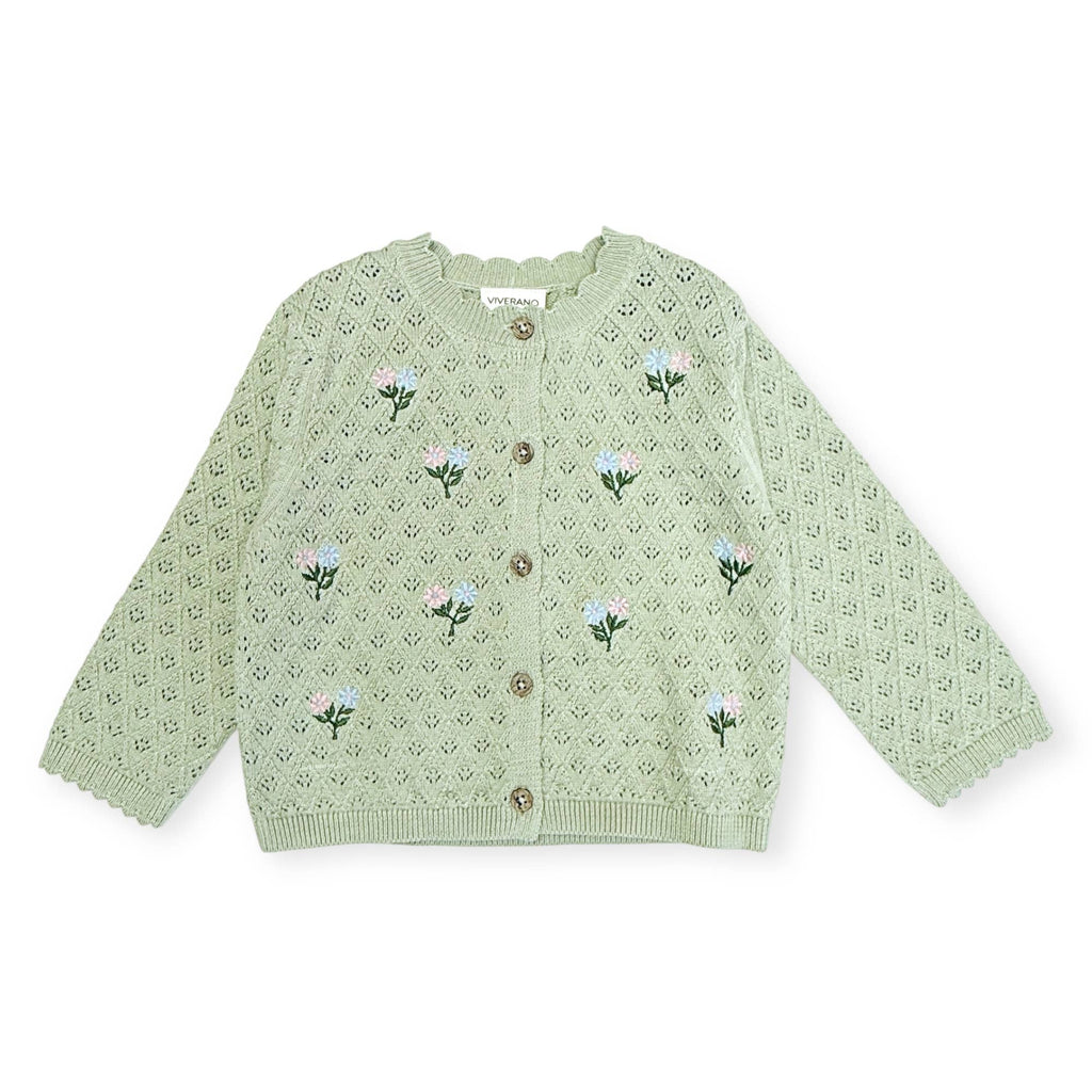 Mae Floral Pointelle Baby Sweater Knit Cardigan (Organic)
