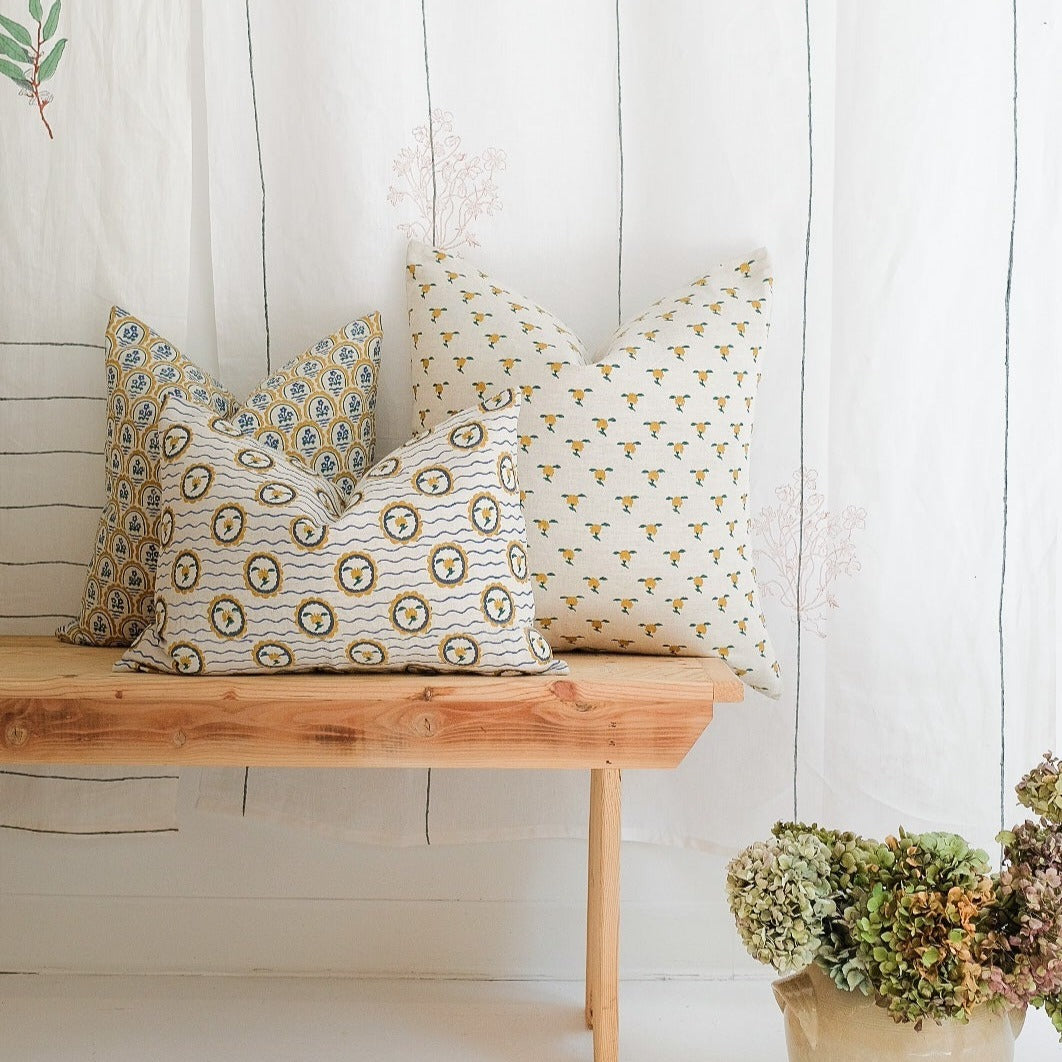 Soil to Studio RHEA - Hand Block-printed Linen Pillow Case