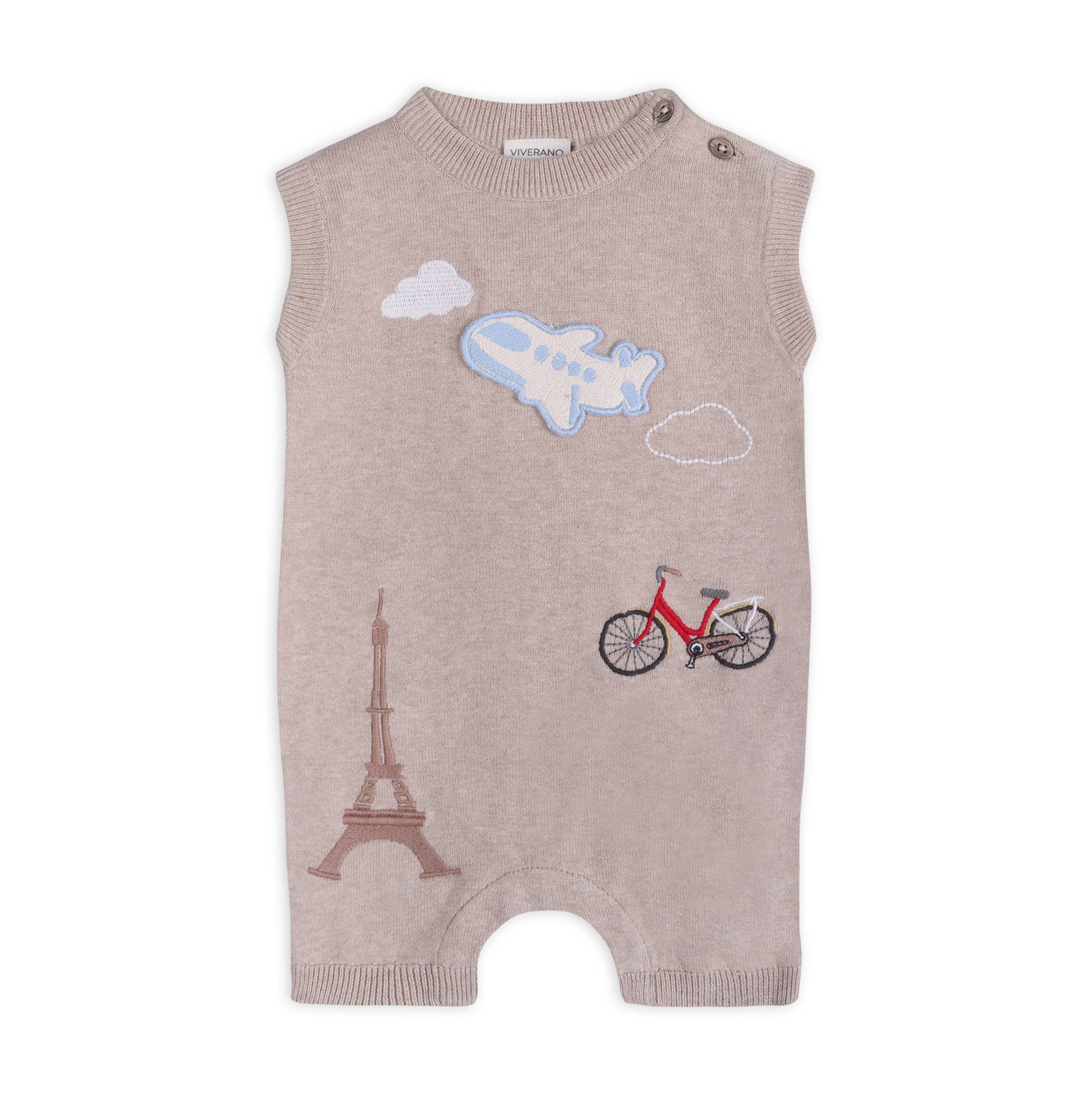 Paris Embroidered Baby Knit Romper (Organic Cotton)