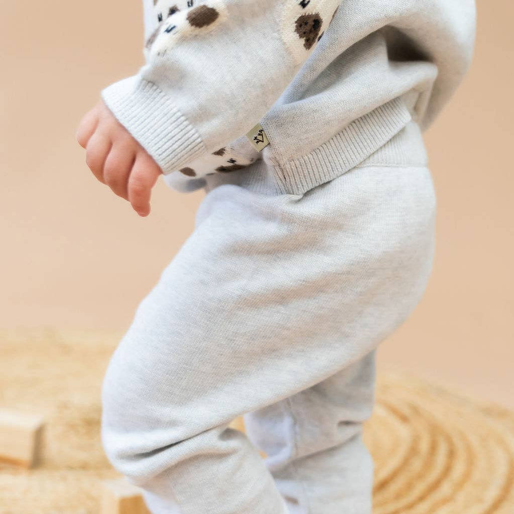 Frenchie Puppy Jacquard Knit Baby Pullover + Pants  Organic