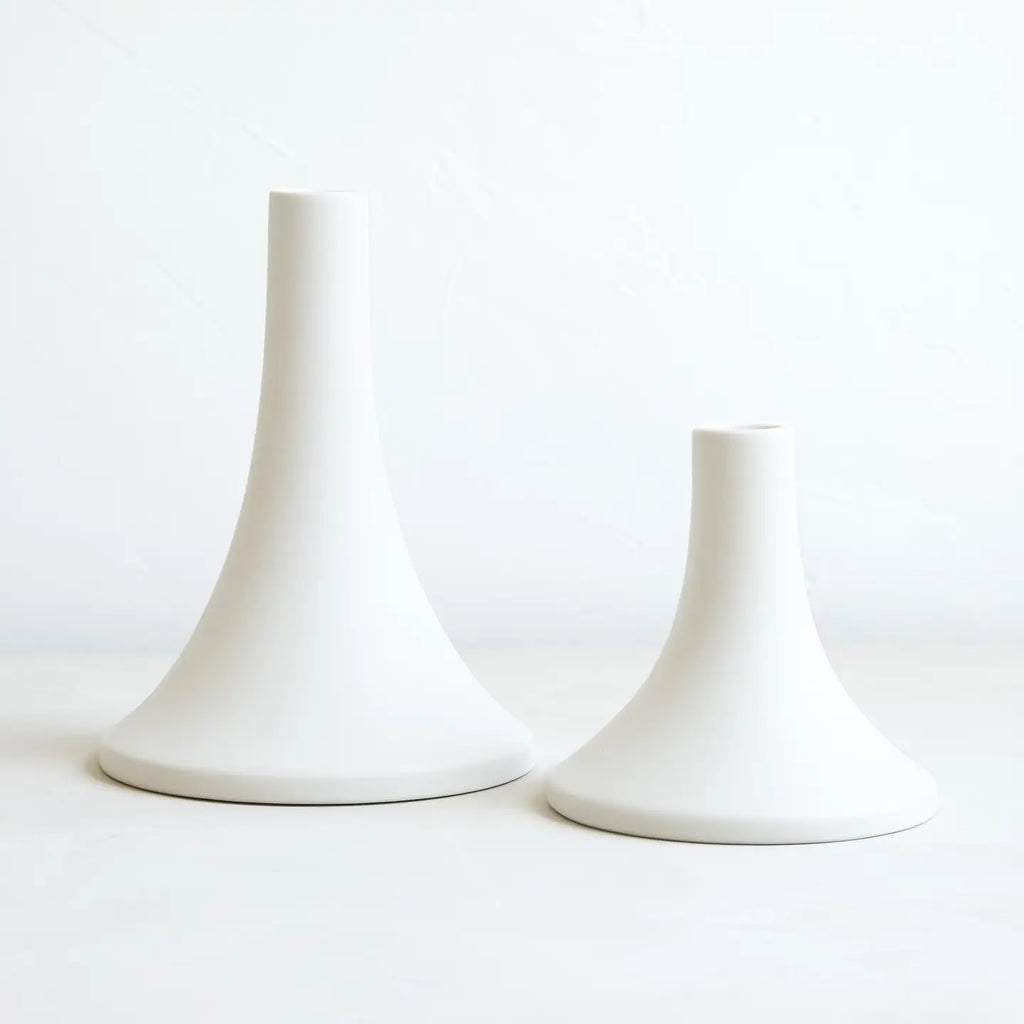 Ceramic Grand Taper Holder, Matte White