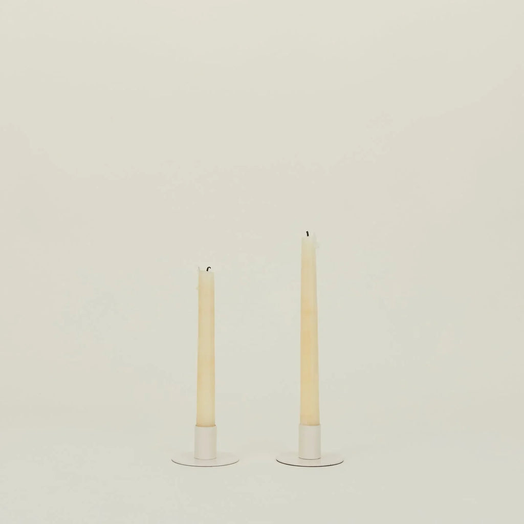 Essential Metal Candle Holders, Set of 2 - Ivory