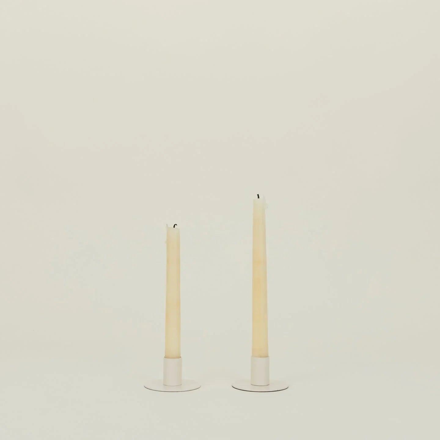 Essential Metal Candle Holders, Set of 2 - Ivory