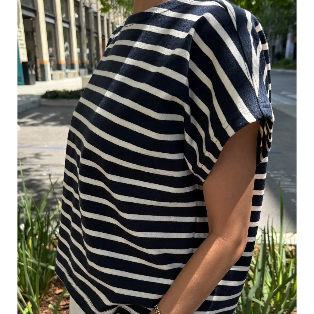 Manon Tee - White Stripe on Navy