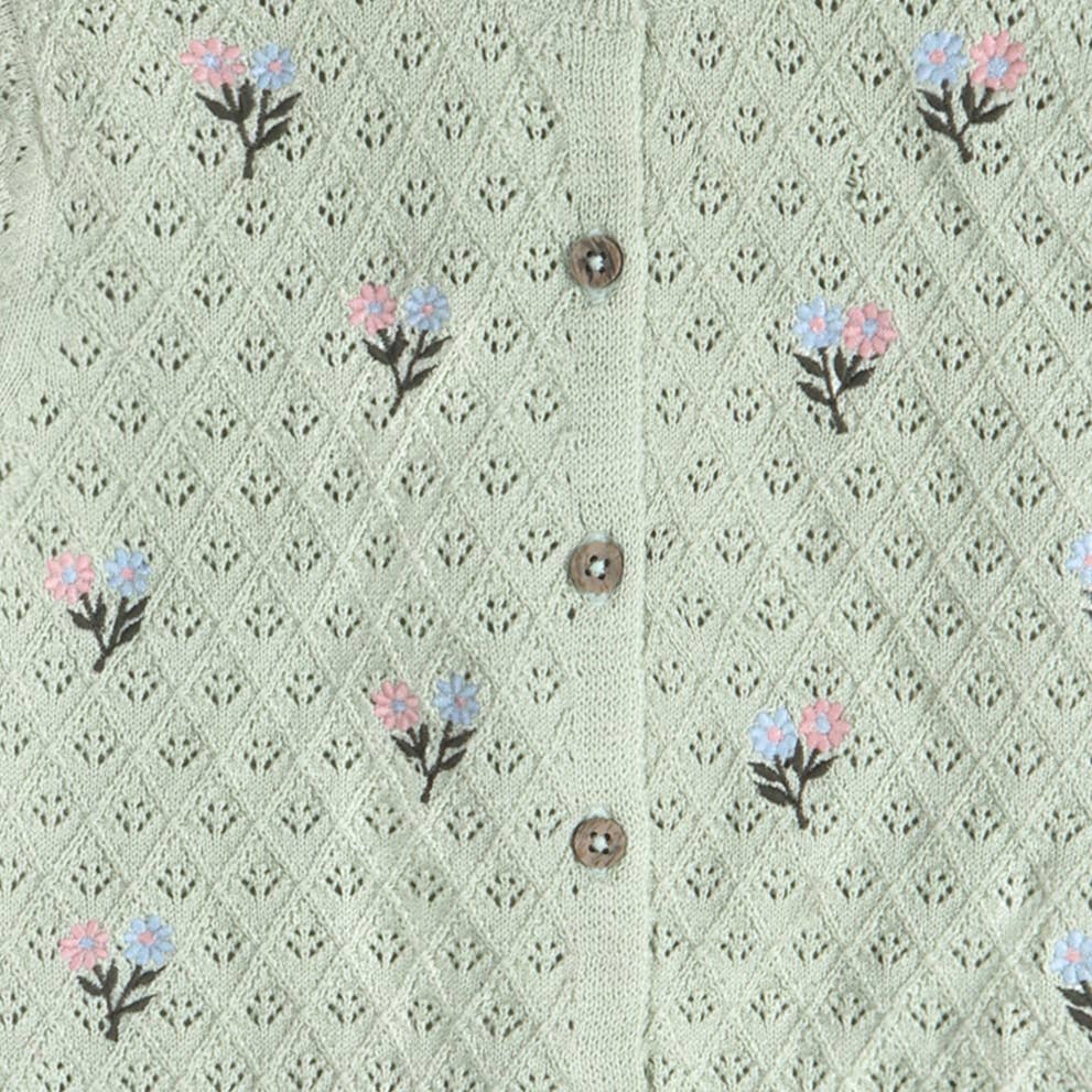 Mae Floral Pointelle Baby Sweater Knit Cardigan (Organic)