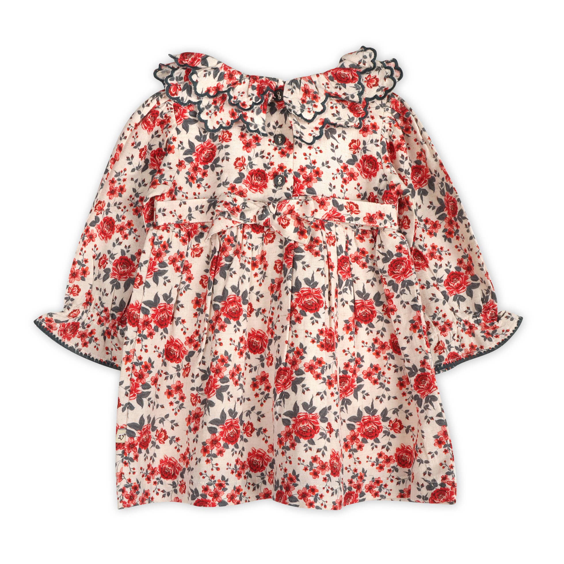 Amour Rose Floral Ruffle Baby Dress & Bloomer (Linen Blend)