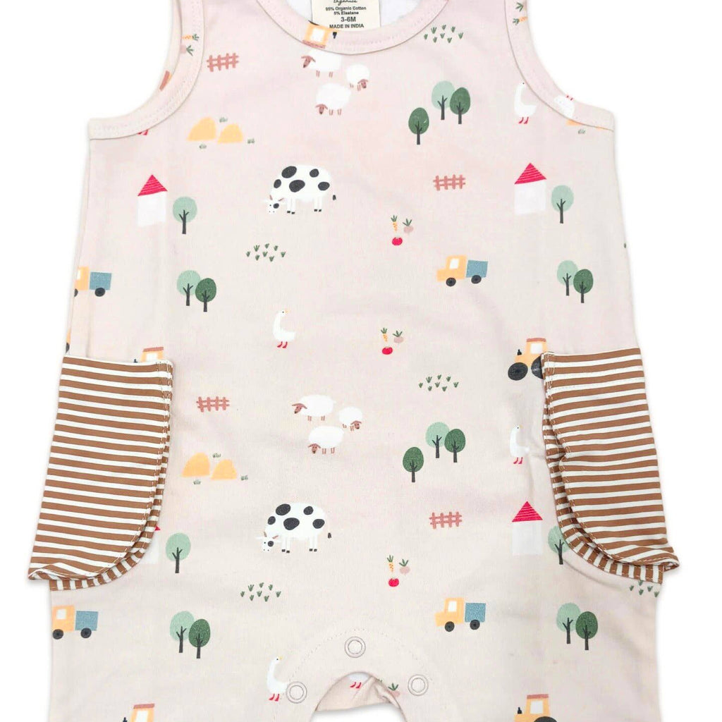 Farm Side Pocket Baby Romper (Organic Jersey)