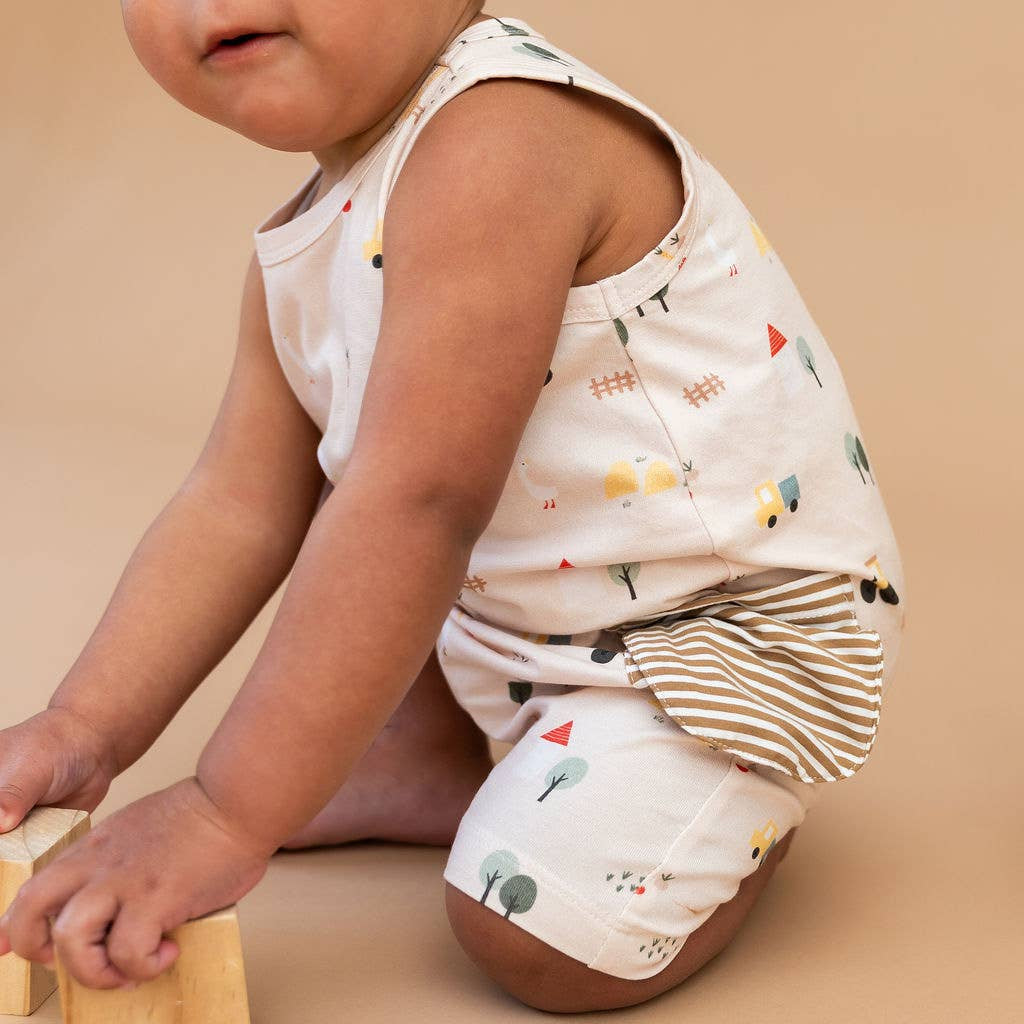 Farm Side Pocket Baby Romper (Organic Jersey)