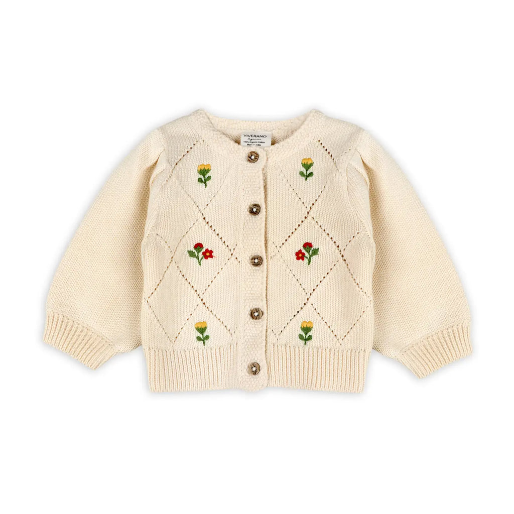 Lisa Floral Embroidered Baby Cardigan (Organic Cotton)