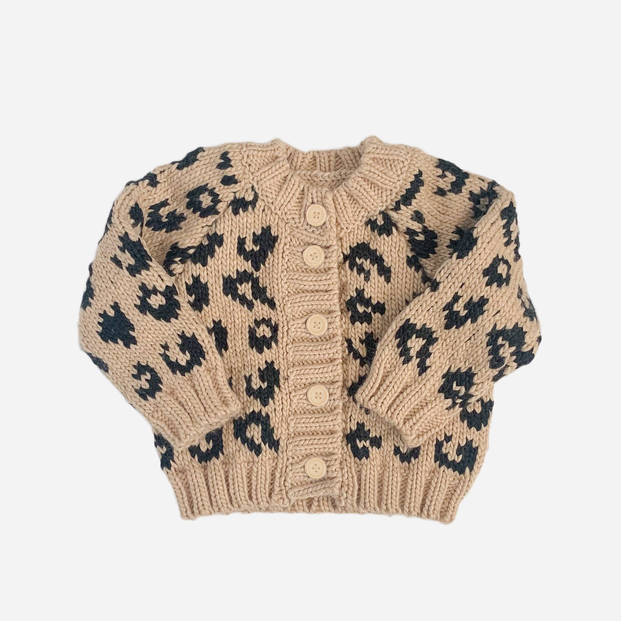 Cheetah Cardigan Latte/Black | Baby & Kids Sweater Spring