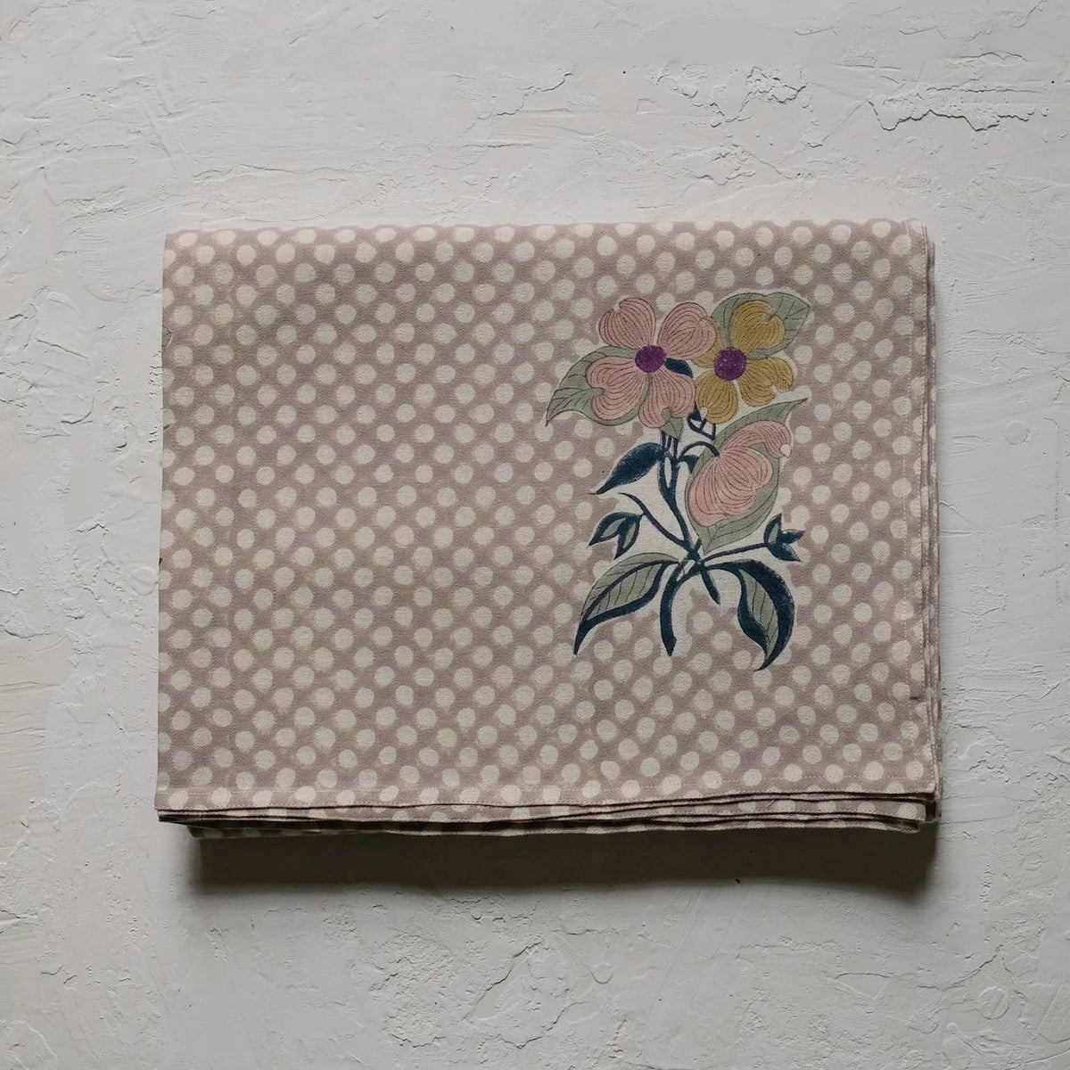 Soma - Hand Block-Printed Cotton Table Cloth (Faded Mauve)