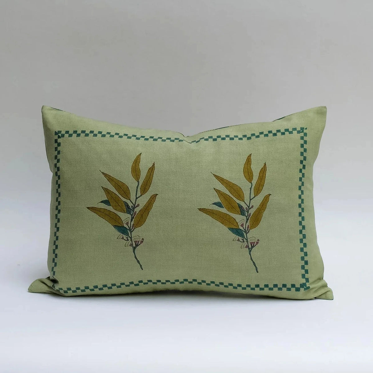 Eli - Hand Block-printed Linen Pillowcase (Forest)