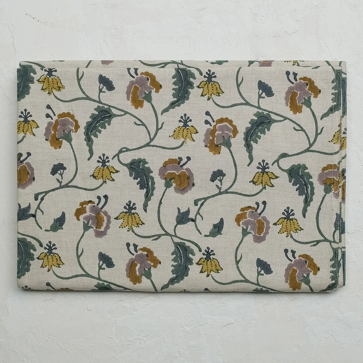 Dua - Hand Block-printed Linen Table Cloth (Forest)