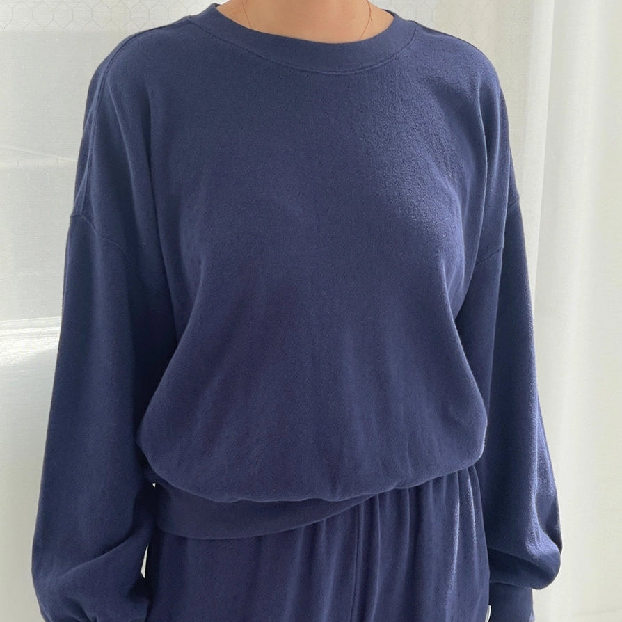 Pointelle Core Sweatshirt - Navy