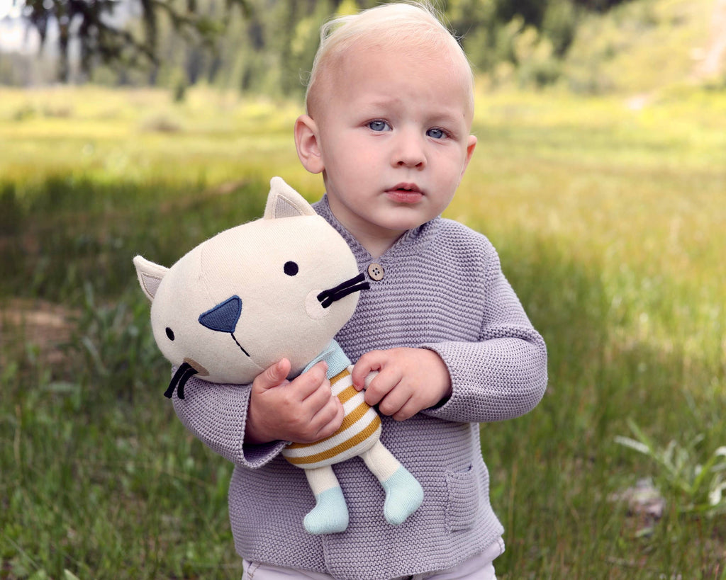 Remi Cat- Organic Fine Knit Stuffed Animal Baby Toy
