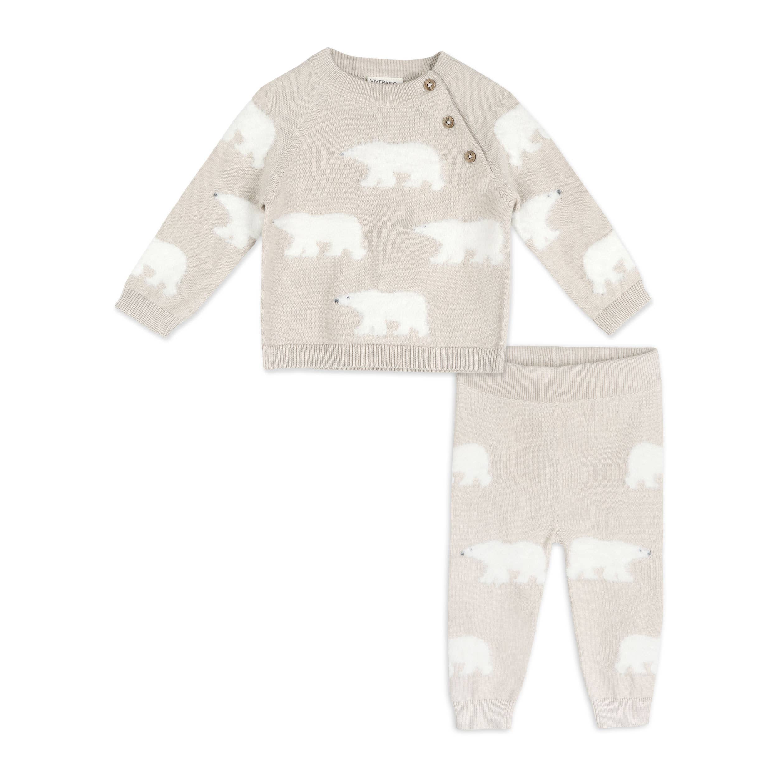 Polar Bear Baby Sweater Pullover & Pants (Organic Cotton)