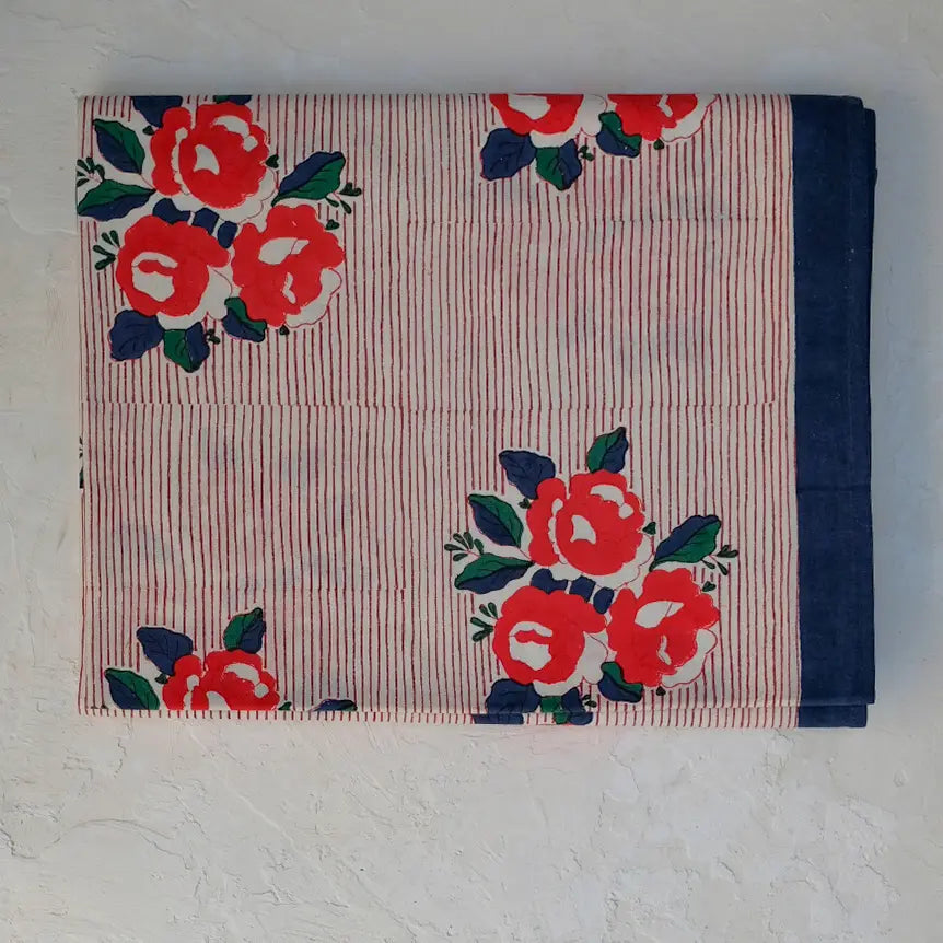 Mia - Hand Block-Printed Cotton Table Cloth