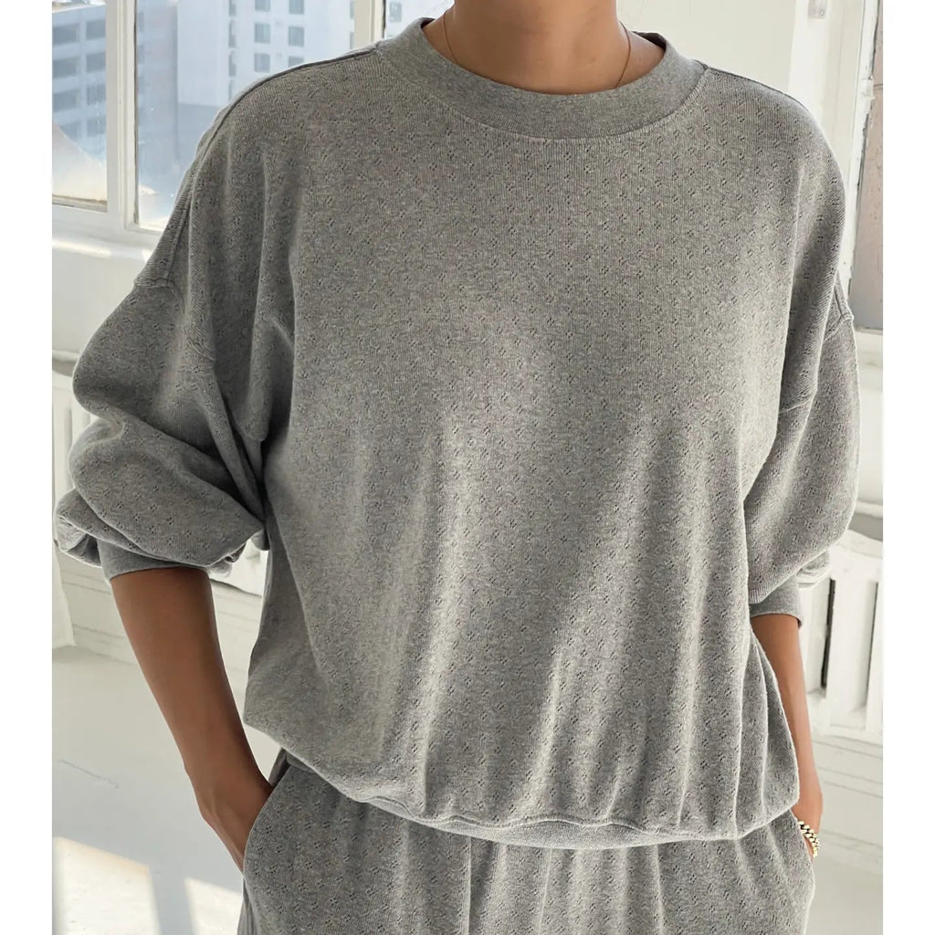 Pointelle Core Sweatshirt - Melange Grey (HT. Grey)