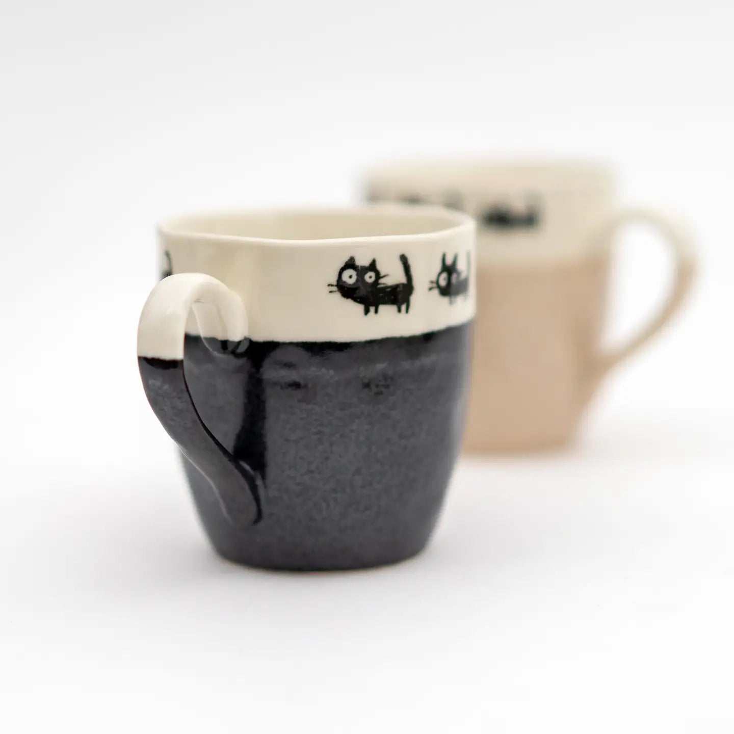 Handmade Cat Mug - Black
