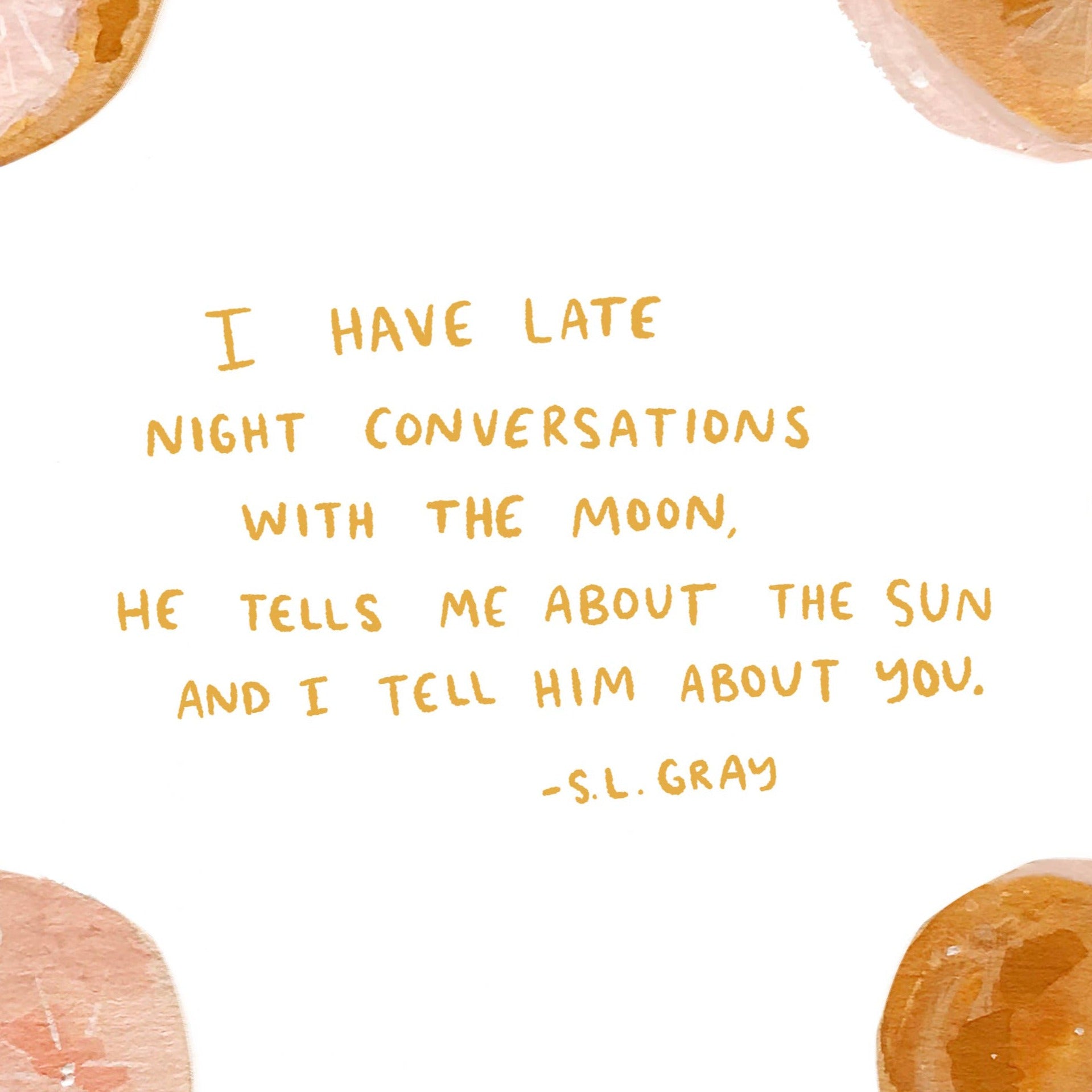 Abbie Ren Illustration 'Moon' Quote Art Print