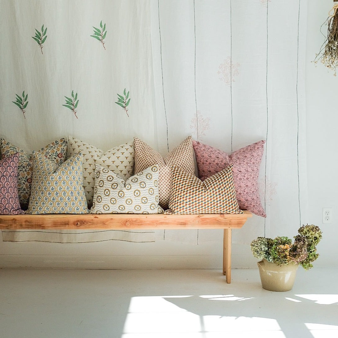 Soil to Studio TARA - Hand Block-printed Linen Pillow Case (insert not included)