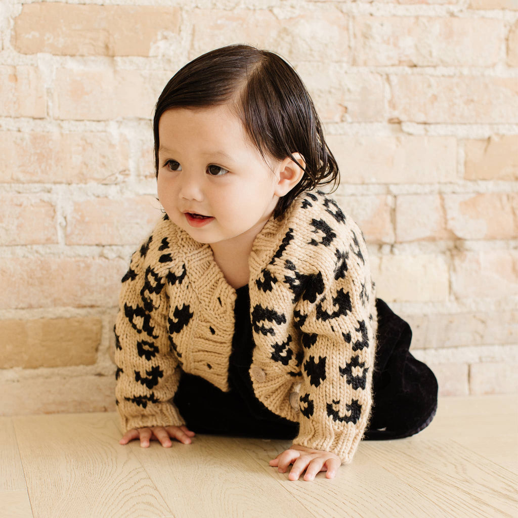 Cheetah Cardigan Latte/Black | Baby & Kids Sweater Spring