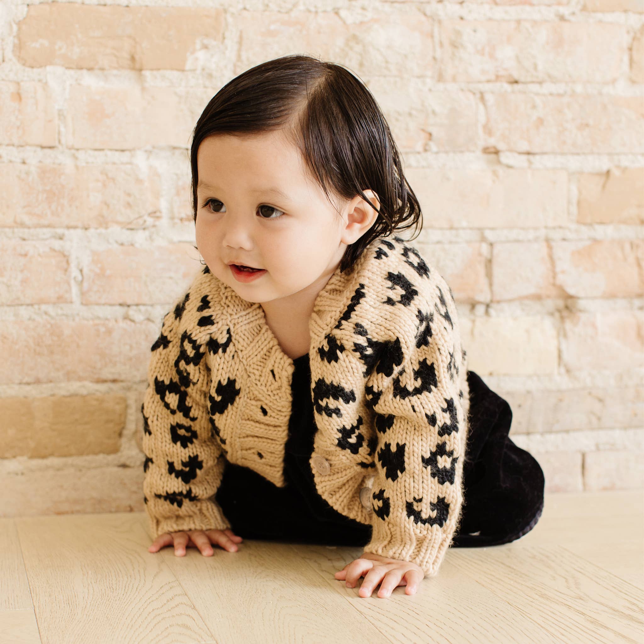 Cheetah Cardigan Latte/Black | Baby & Kids Sweater Spring