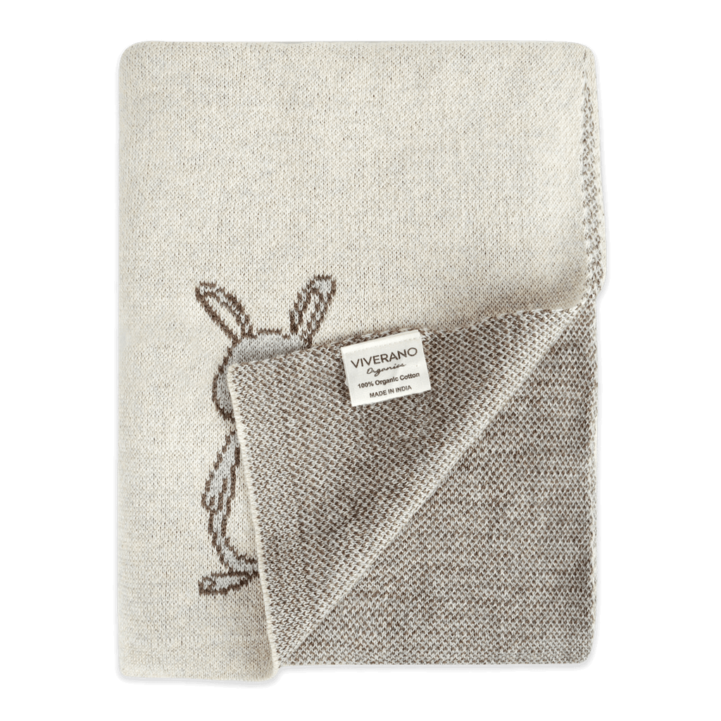 Bunny - Organic Cotton Jacquard Sweater Knit Baby Blanket