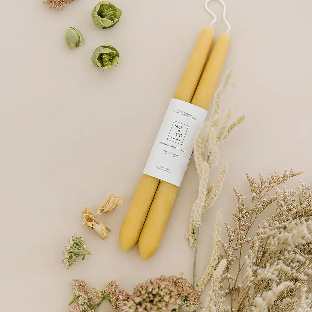Dipped Beeswax Taper Candles