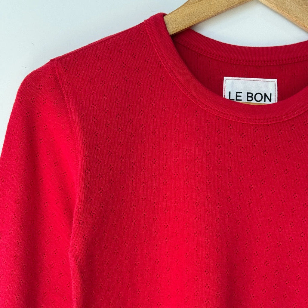 Pointelle Fundamental Tee-Apple Red