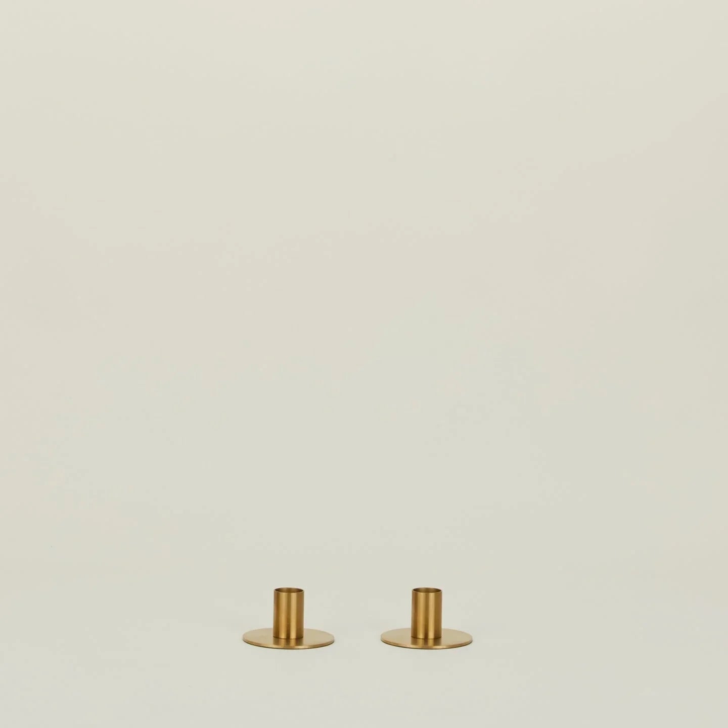 Essential Metal Candle Holders, Set of 2 - Brass