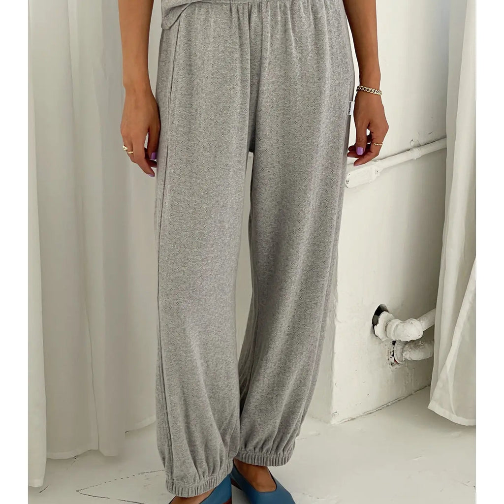 Pointelle Balloon Pants - Melange Grey