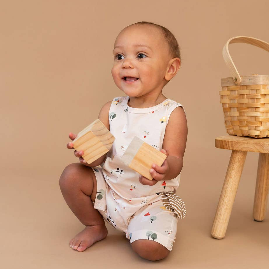 Farm Side Pocket Baby Romper (Organic Jersey)