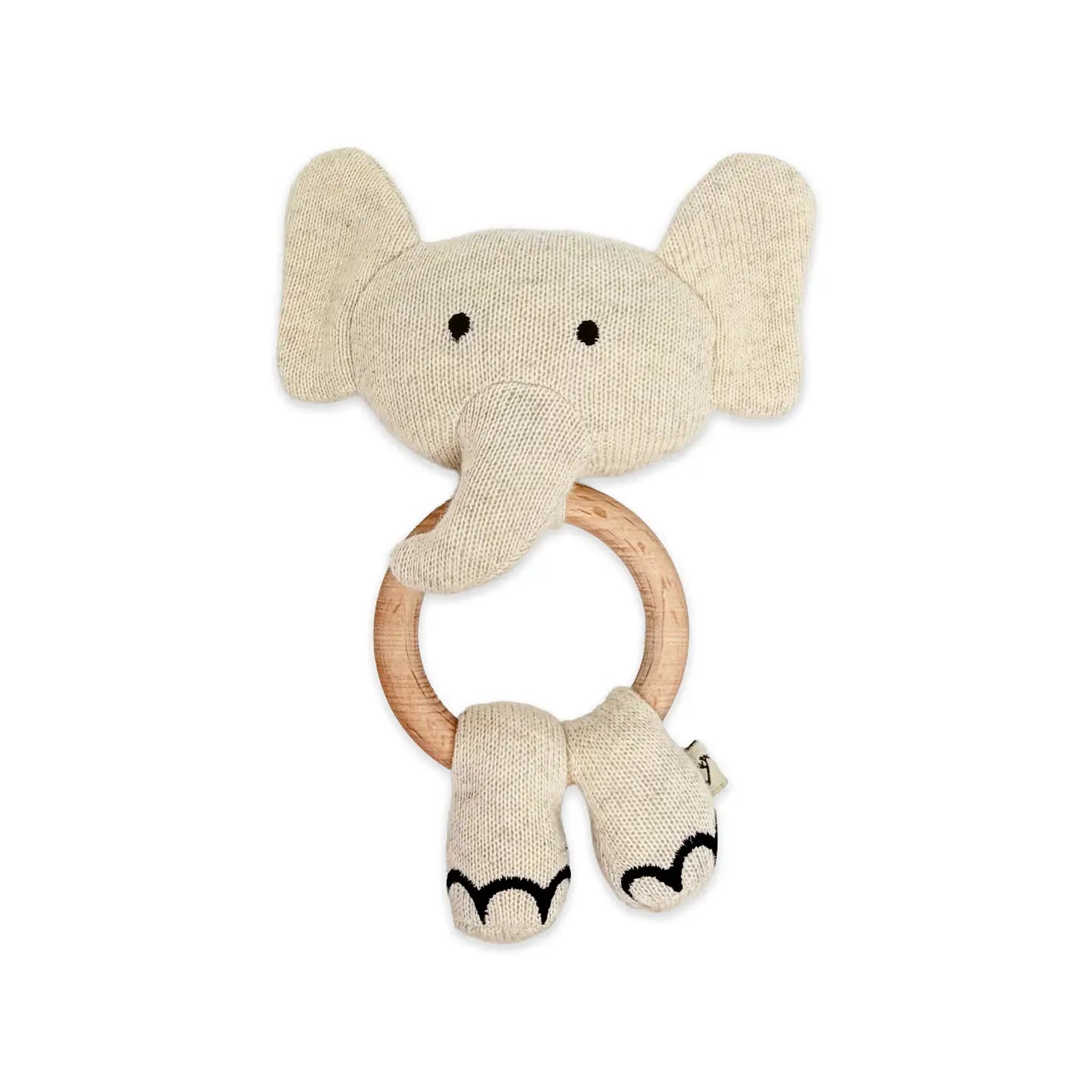 Elephant - Organic Stuffed Animal Baby Ring Rattle