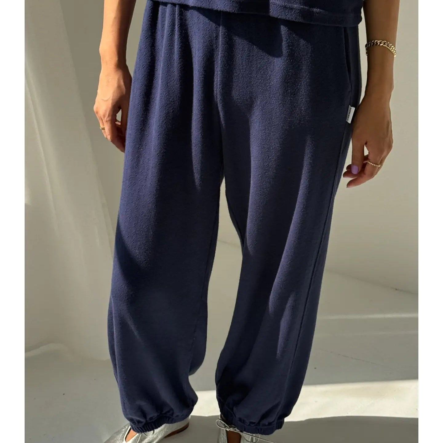 Pointelle Balloon Pants - Navy