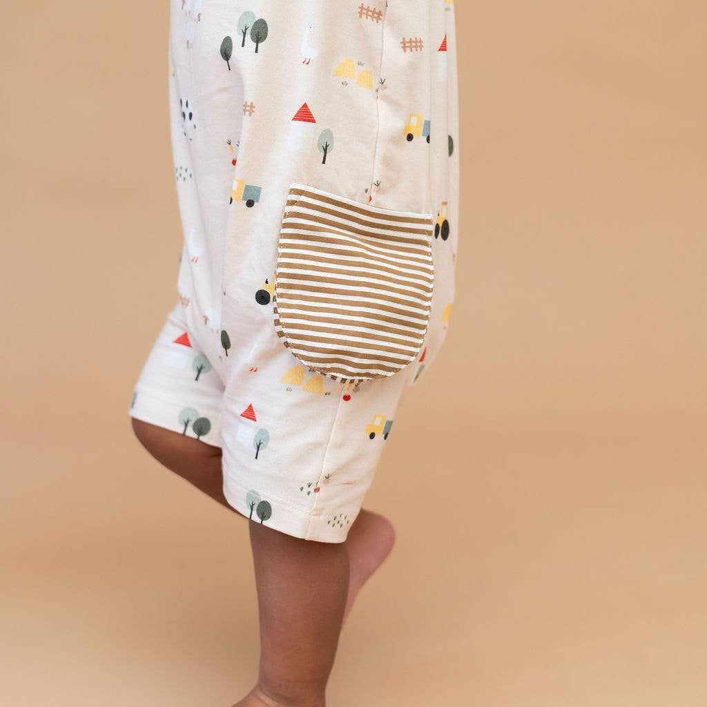 Farm Side Pocket Baby Romper (Organic Jersey)