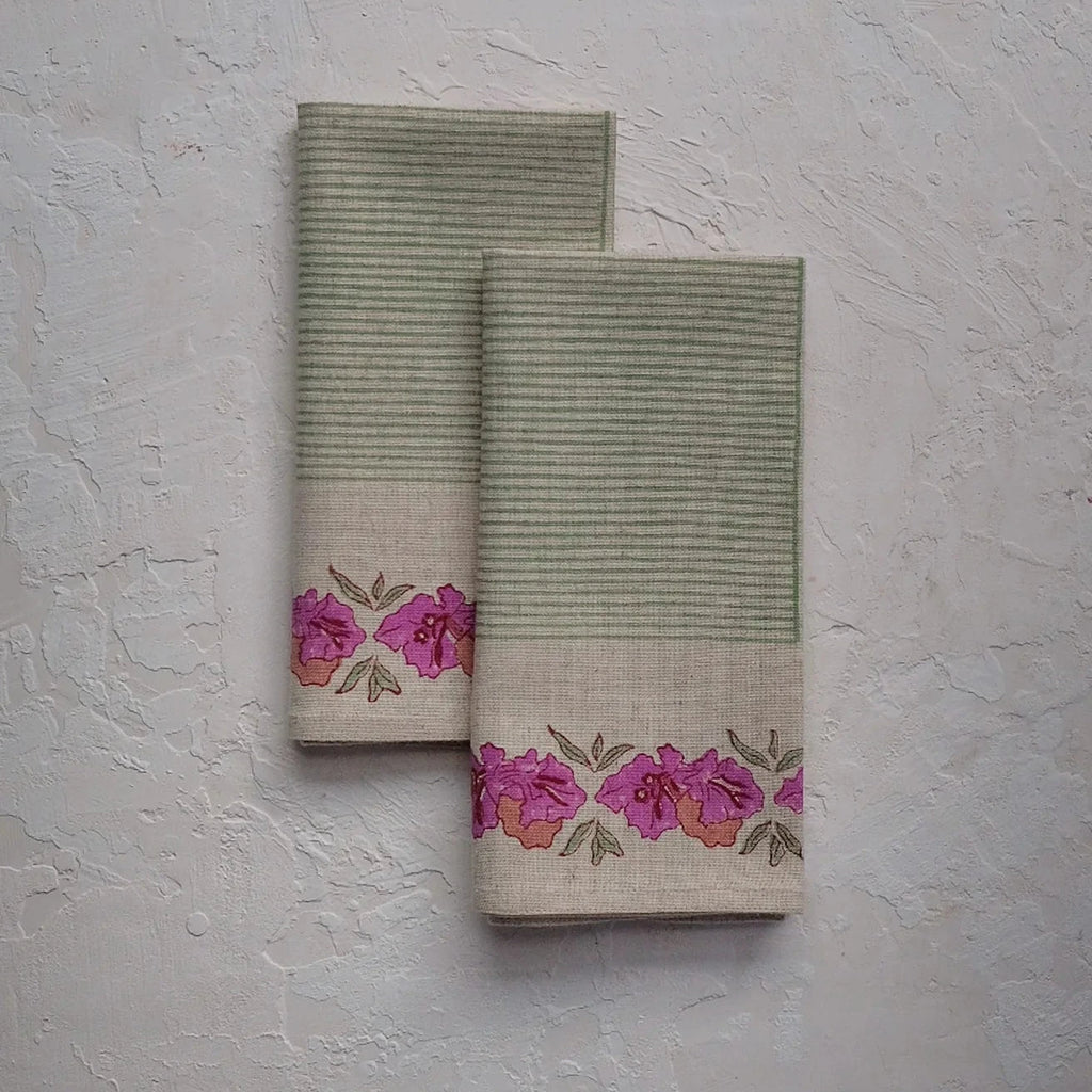 Simran - Block-printed Table Napkins - Set of 4 (Sage)