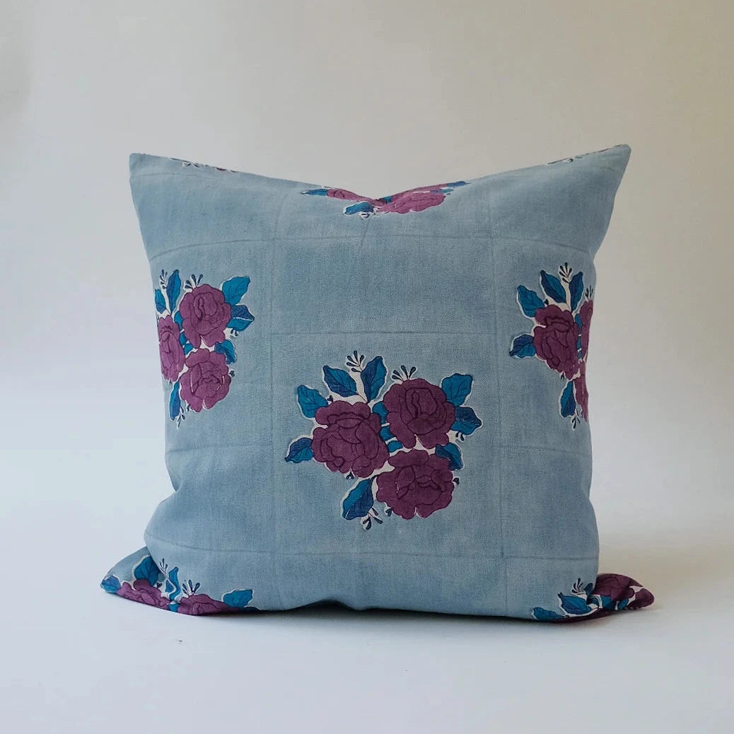 Sara - Hand Block-printed Linen Pillowcase