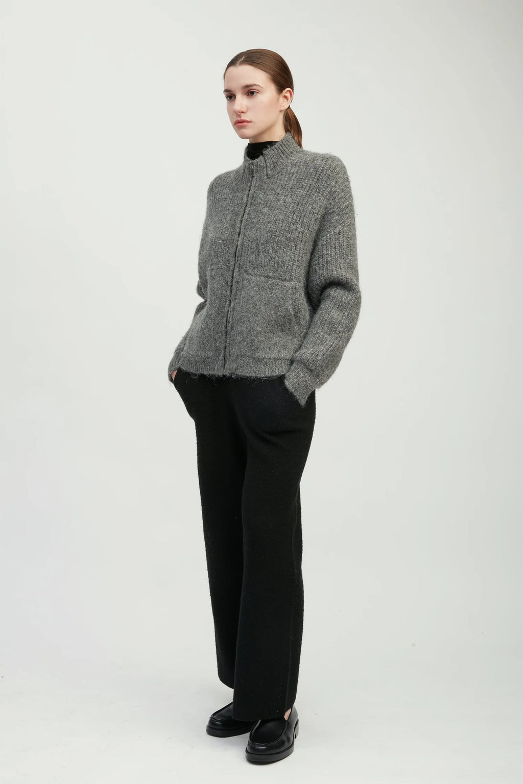 Alpaca Bomber Zip Cardigan