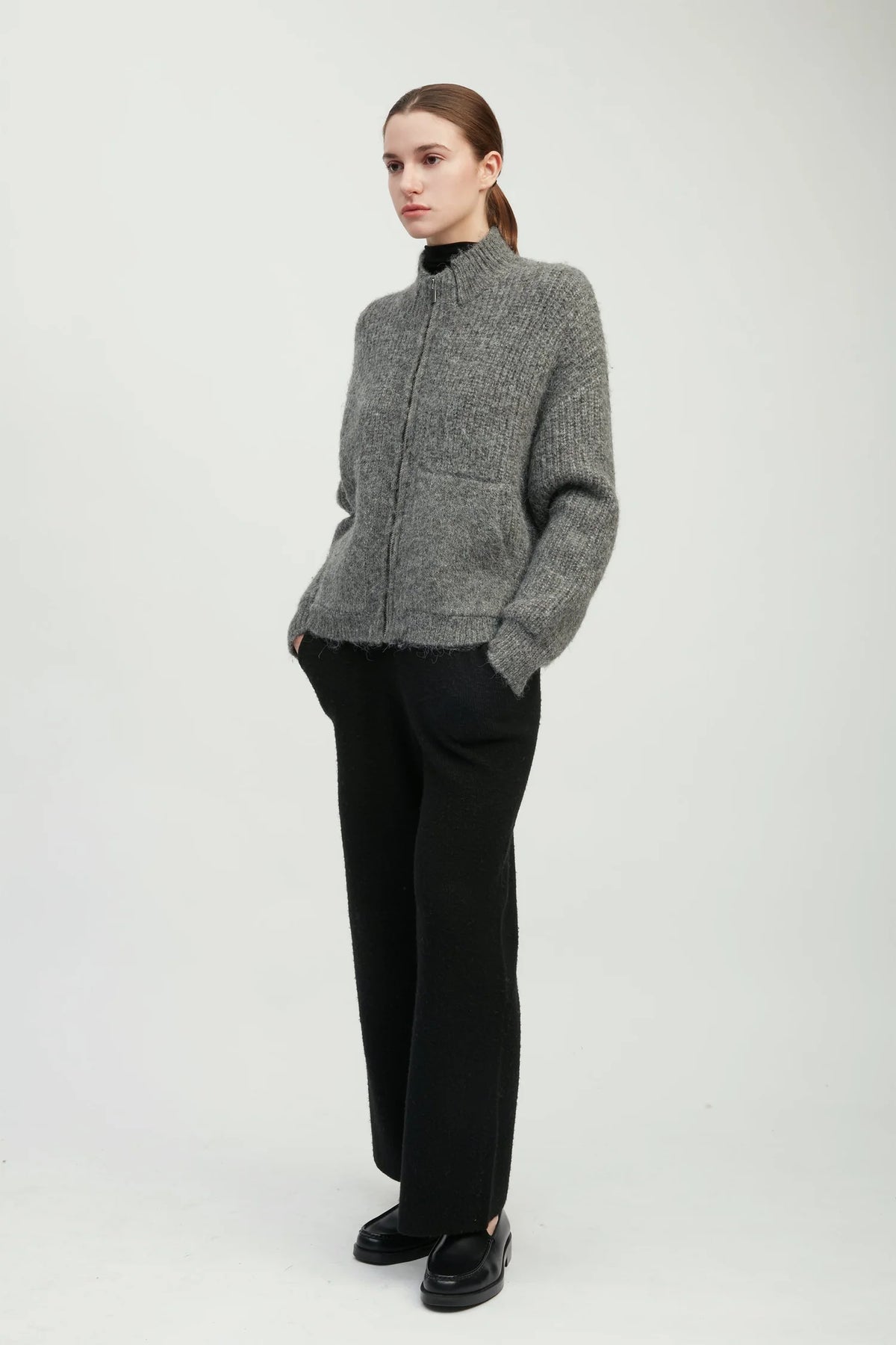 Alpaca Bomber Zip Cardigan