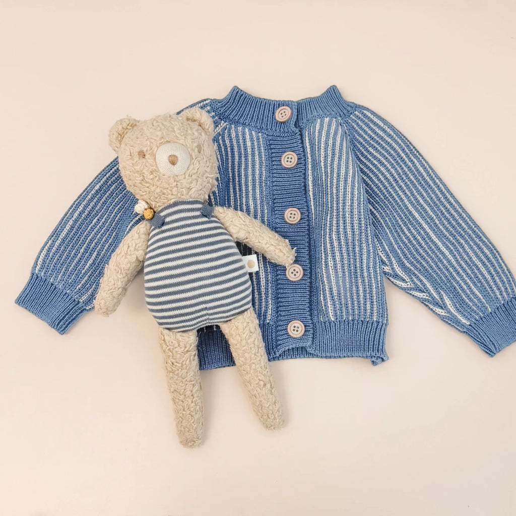Cotton Brioche Cardigan -  Dusty Blue