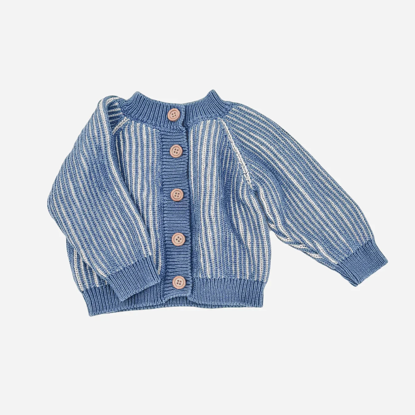 Cotton Brioche Cardigan -  Dusty Blue