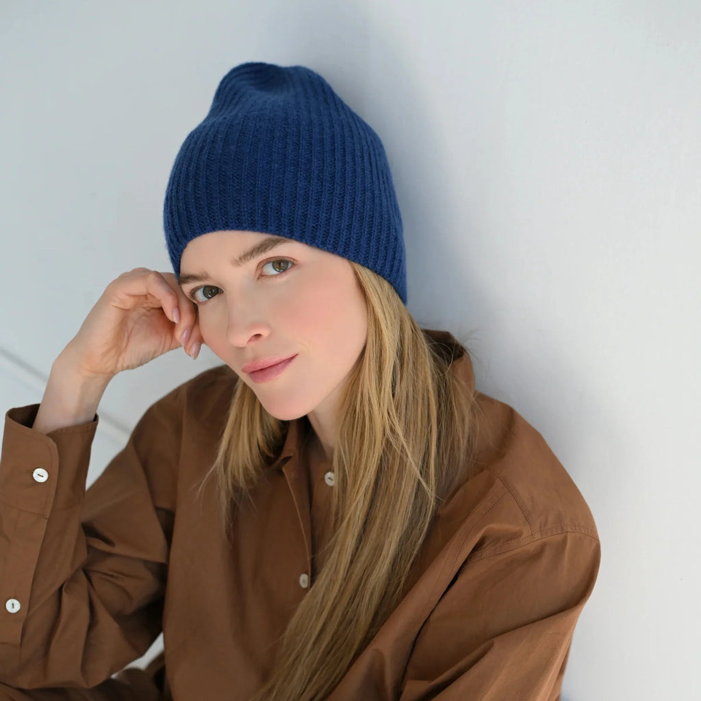 Cashmere Beanie - Indigo