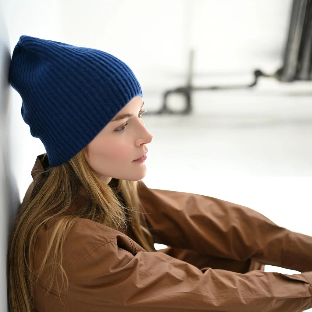 Cashmere Beanie - Indigo