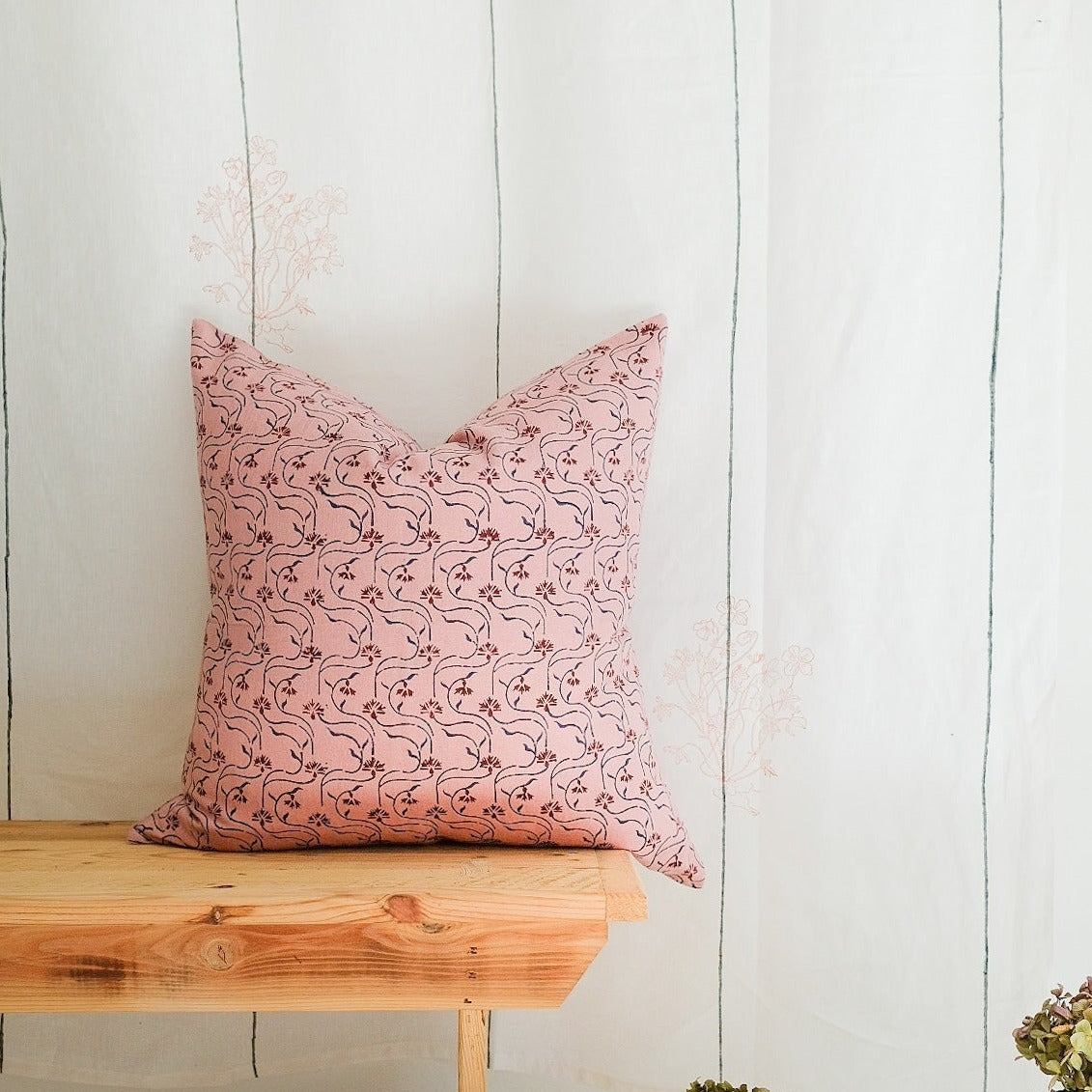 Soil to Studio TARA - Hand Block-printed Linen Pillow Case (insert not included)