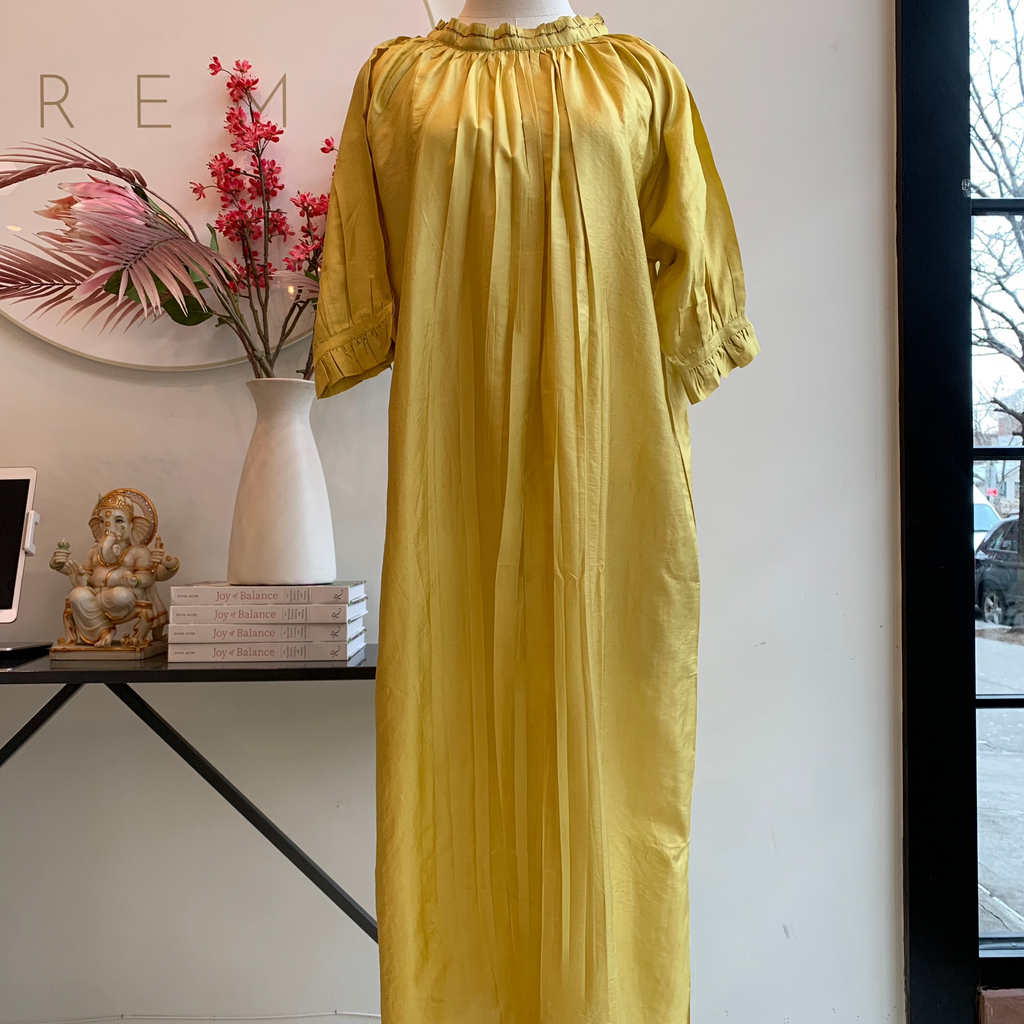Runaway Bicycle JILL Silk Dress - Munsell Yellow