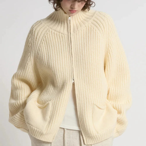 Chunk Zip Cardigan - Ivory