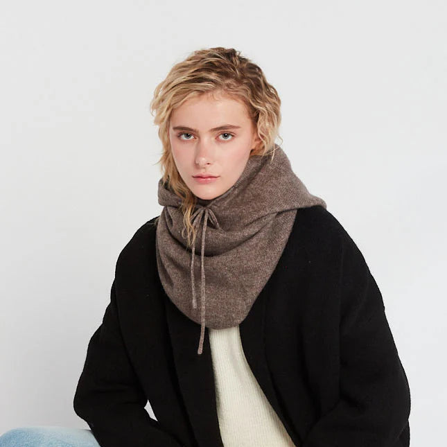 Hoodie Snood - Ivory & Taupe