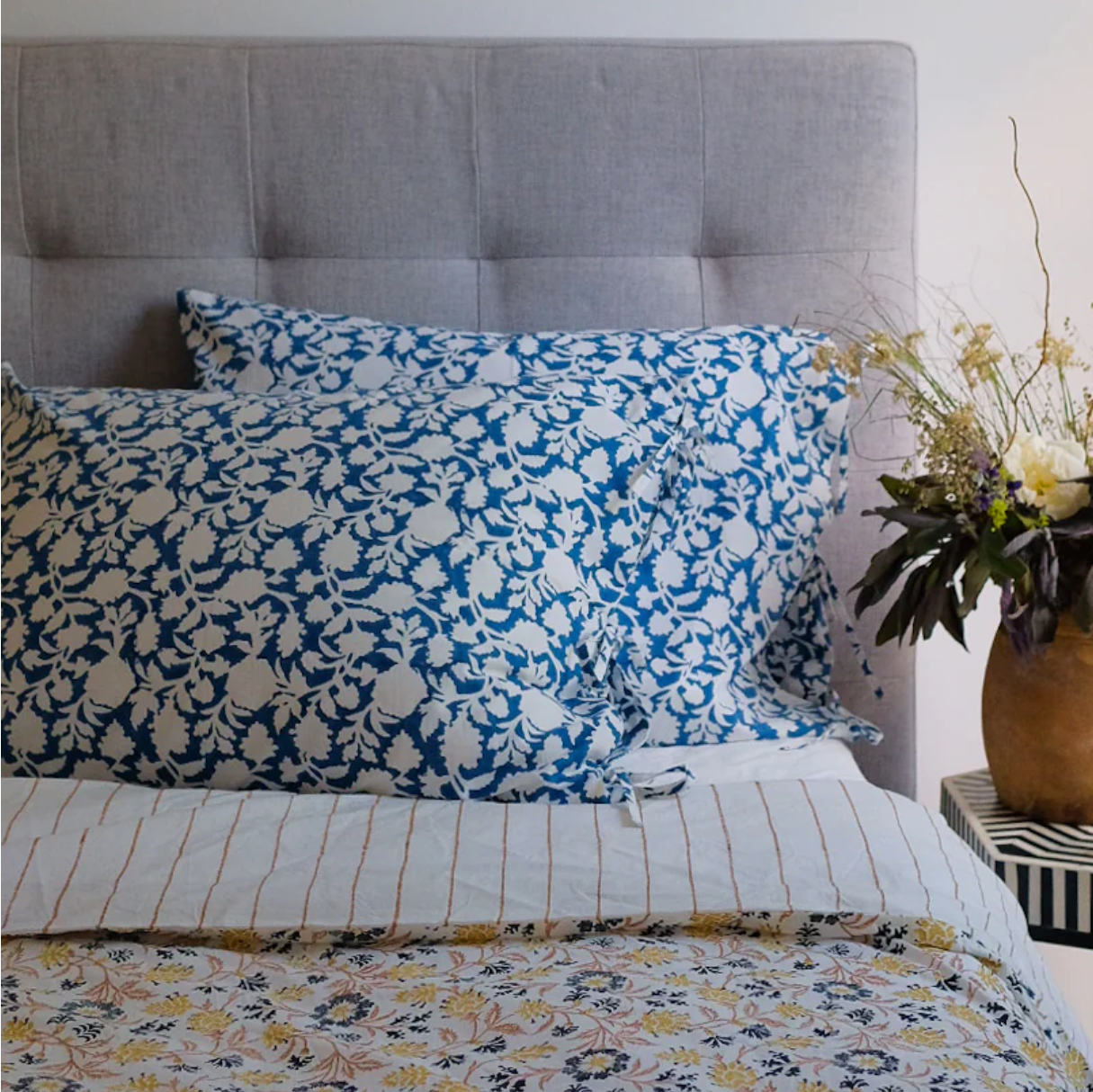 AMNA Block Printed Cotton Sham - Set of 2 King